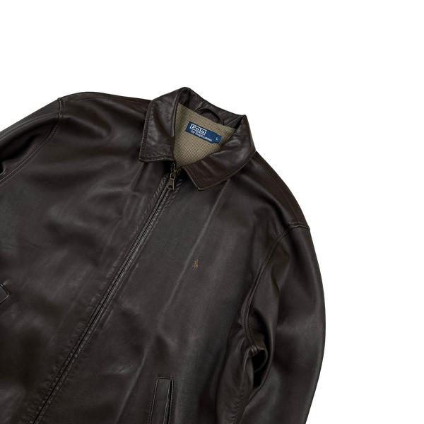 Ralph Lauren Brown Heavyweight Leather Jacket - Large