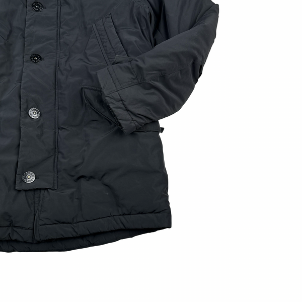 Stone Island 2014 Black Micro Reps Down Filled Fur Trim Parka - Medium