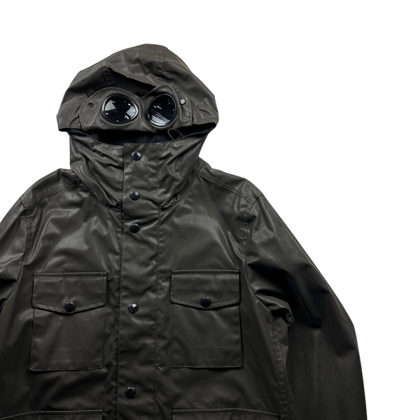 CP Company Brown Oil Skin Giubbotto Foderato Goggle Jacket - XL