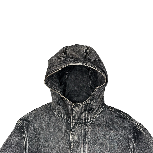 Levis x Patta Grey Dark Wash Long Denim Fishtail Parka Jacket - Medium