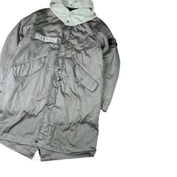Stone Island 2022 Grey/Light Blue Nylon Metal Watro Primaloft Parka - Large