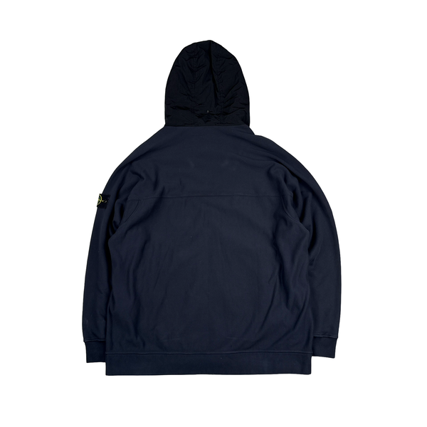 Stone Island 2024 Navy Nylon Hood Zipped Cotton Jumper - 3XL