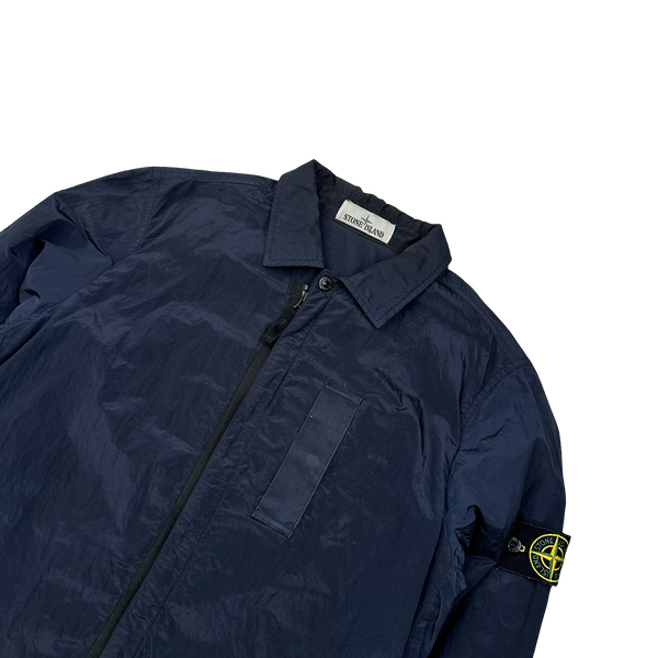 Stone Island Navy Nylon Metal Shimmer Overshirt - Small