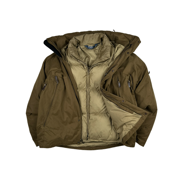 Ralph Lauren Tan 2 in 1 Zip up Puffer Jacket - Large