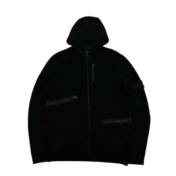 Stone Island 2017 Black Knit Wool Shadow Project Hoodie - Large