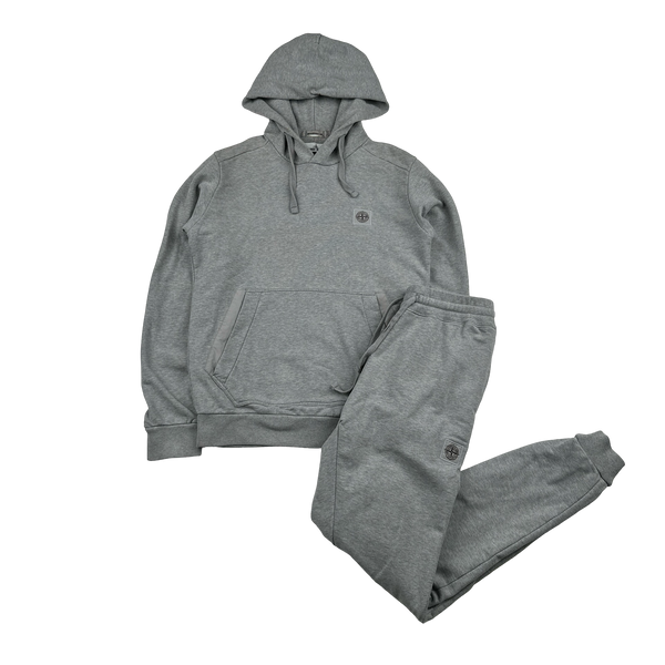 Stone Island 2015 Grey Spellout Patch Hoodie Tracksuit - Medium