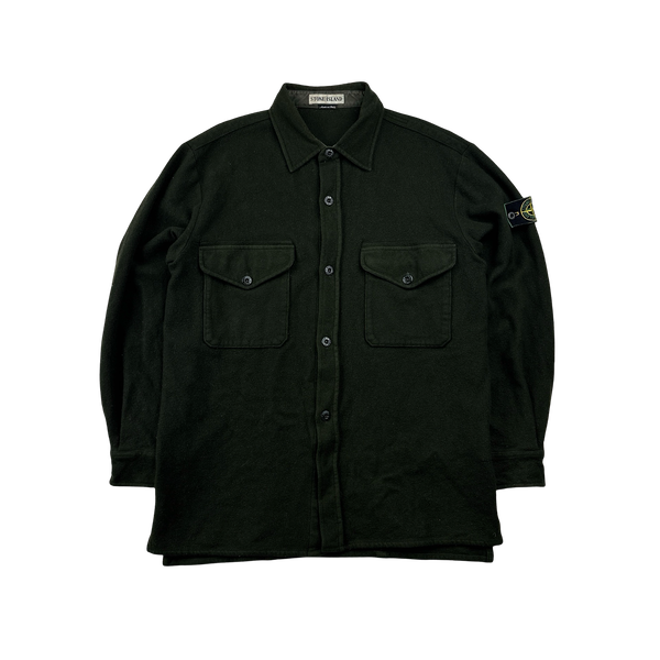Stone Island 1997 Forest Green Vintage Wool Overshirt - Large