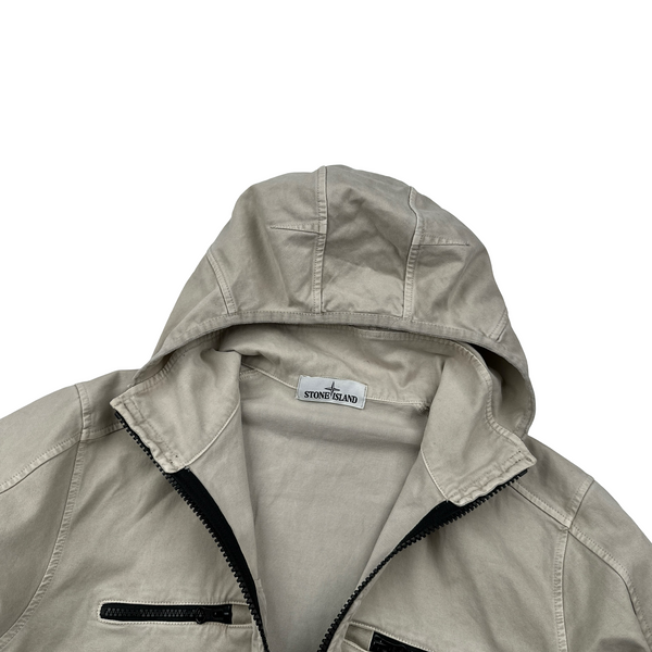 Stone Island 2016 Cream Thick Cotton Hooded Overshirt - Medium