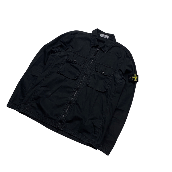 Stone Island 2021 Black Cotton Overshirt- Medium