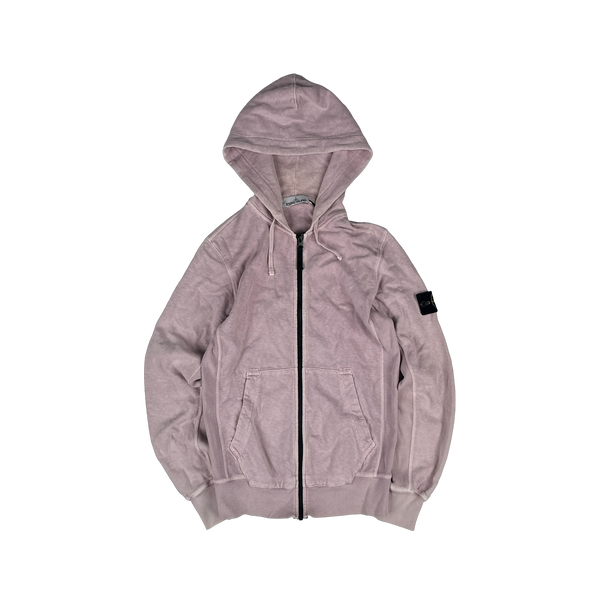 Stone Island 2017 Pink Zip Up Cotton Hoodie -Small