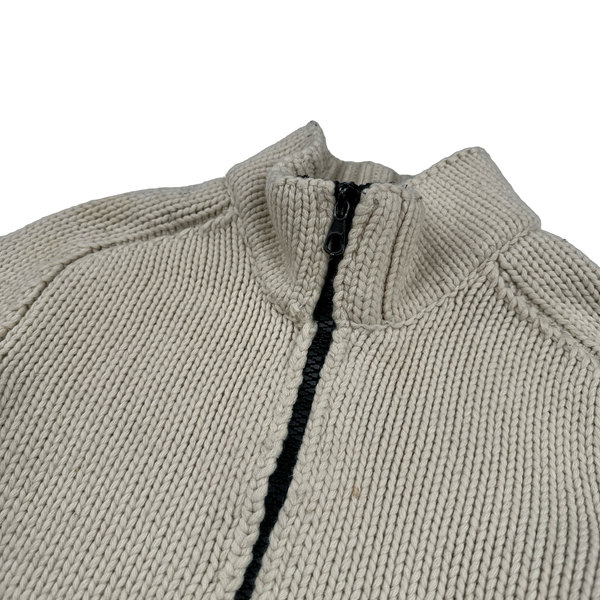 Stone Island 2004 Cream Cotton Heavyweight Knit Jumper - Small