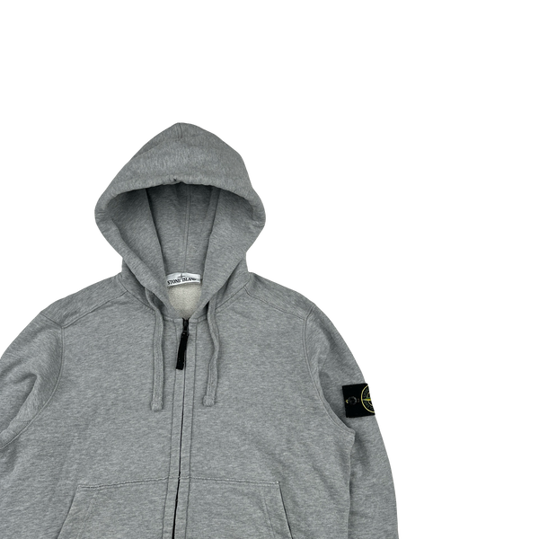 Stone Island 2019 Light Grey Zipped Cotton Hoodie - Small