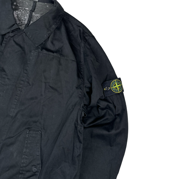 Stone Island 2003 Black Raso Gommato Trench Coat Jacket - Large
