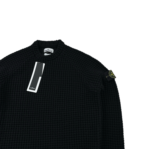 Stone Island X Dover Street Market 2023 Black Thick Wool Printed Crewneck Jumper - Medium & Large