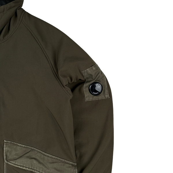 CP Company Khaki Teddy Fleece Lined Lens Viewer Hooded Jacket - XL