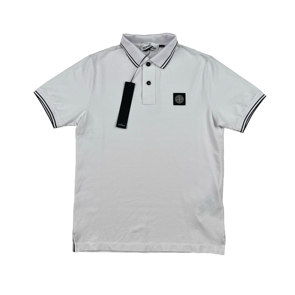 Stone Island 2025 White Cotton Polo Shirt - Small