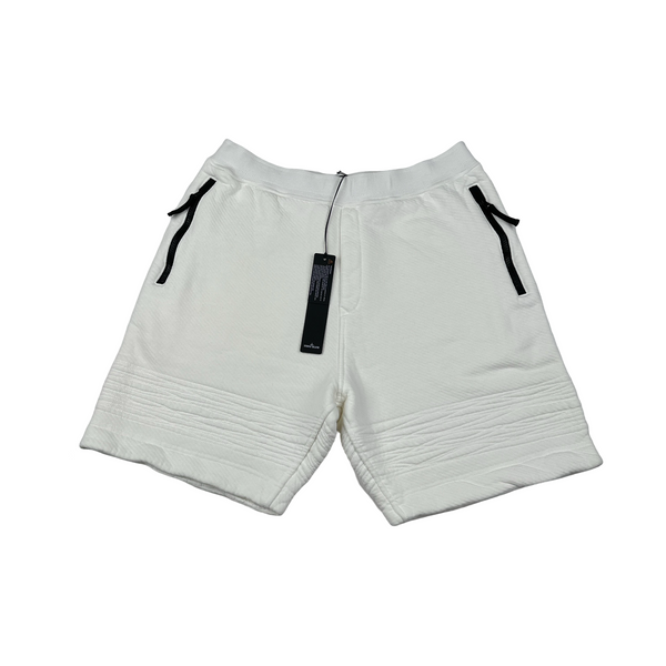 Stone Island 2022 White Compass Thick Cotton Shorts - Large