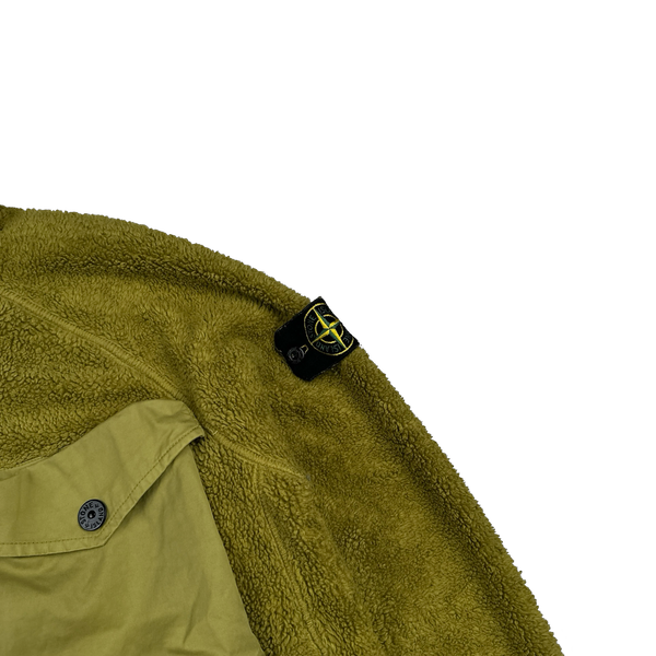 Stone Island 2021 Green Teddy Fleece Zipped Jacket - Small