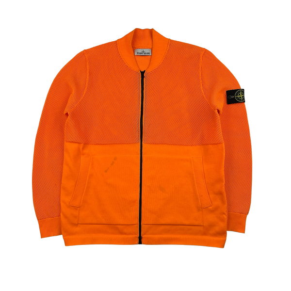 Stone Island 2019 Neon Orange Lightweight Knitted Zipped Bomber - XL