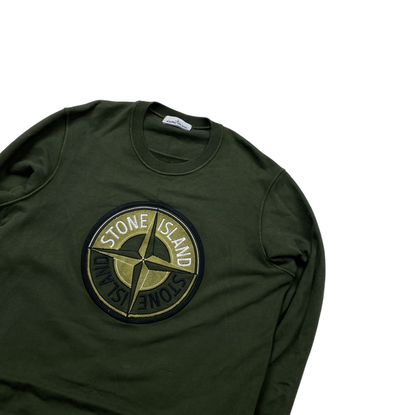 Stone Island 2020 Green Compass Logo Cotton Crewneck Sweatshirt - XL