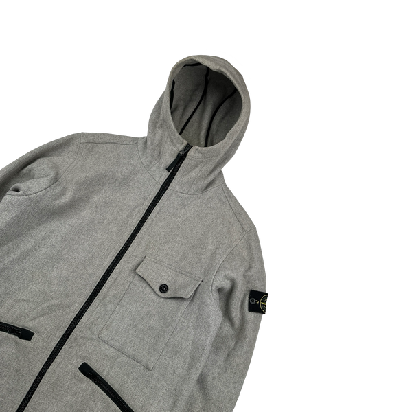 Stone Island 2017 Grey Panno Speciale Long Wool Jacket - Large