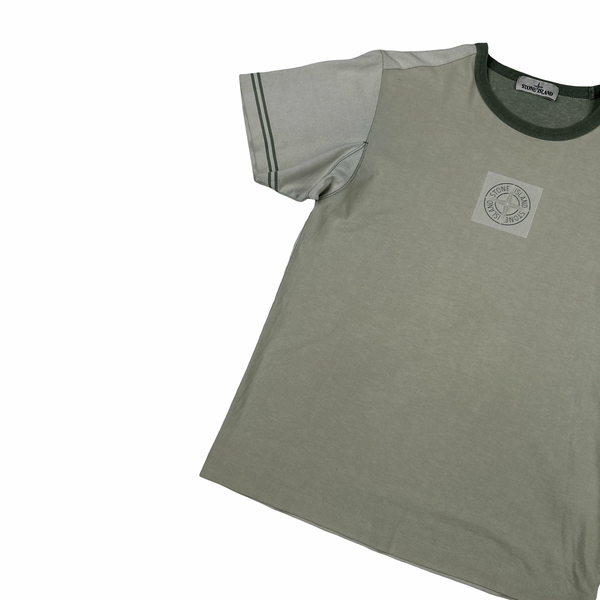 Stone Island 2019 Tela Plated Chalk Logo T Shirt - Medium