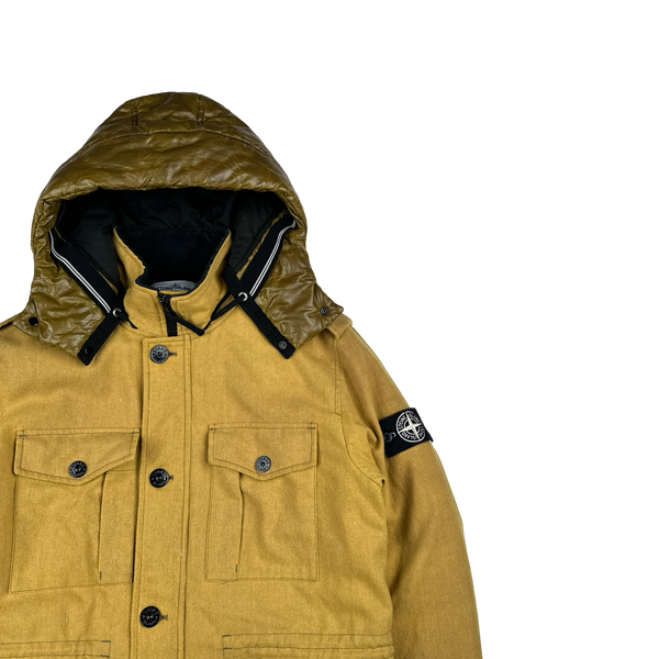 Stone Island 2014 Ice Wool Blend Yellow Down Jacket - Large