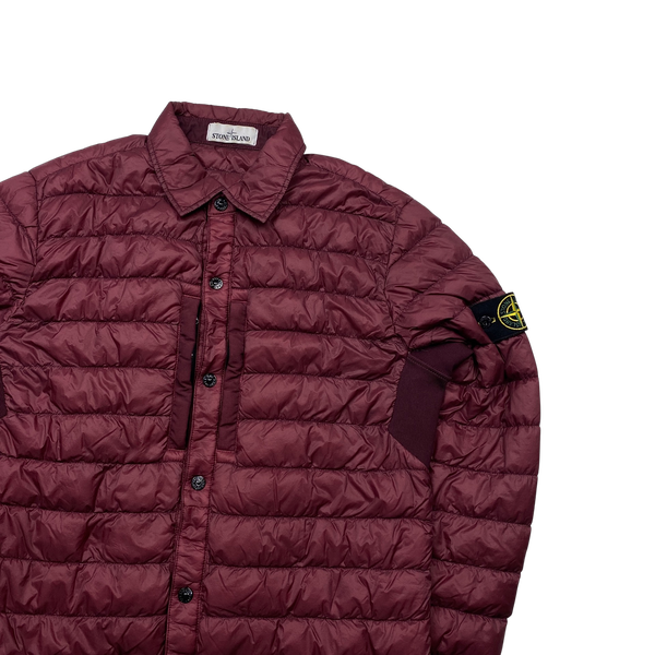 Stone Island Wine Micro Yarn Down Overshirt - Large