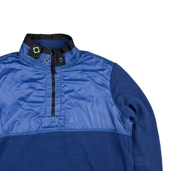 Ma Strum Blue Neck Tag Panelled Jumper - Large