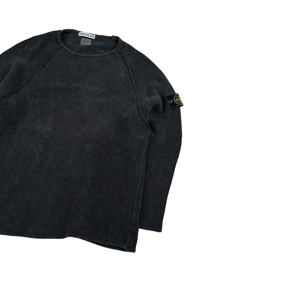 Stone Island Grey Chenille Knit Vintage Jumper - Large