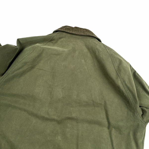 Barbour Olive Green Cotton Flannel Lined Boxy Fit Jacket - XL
