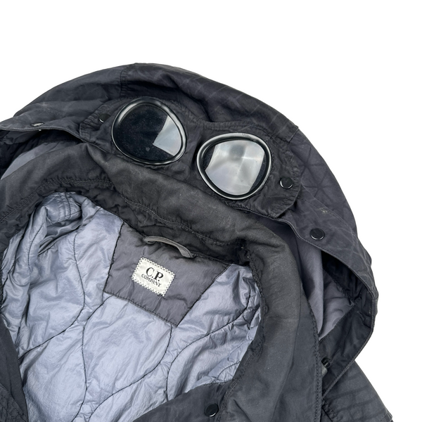 CP Company Black M Bossed Quilted Goggle Jacket - Medium