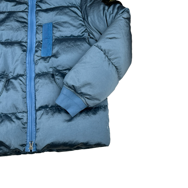 Stone Island 2022 Baby Blue Nylon Metal Econyl Down Puffer Jacket - Large
