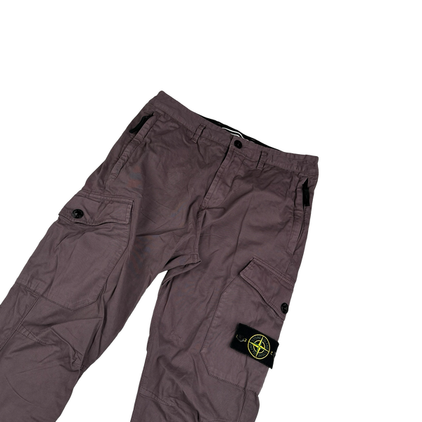 Stone Island 2021 Purple Thick Cotton Cargo Trousers - 30"
