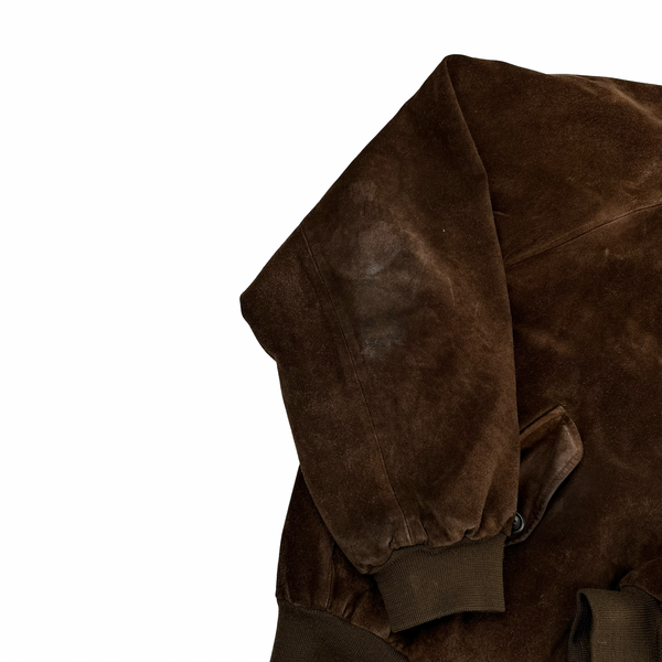 Ralph Lauren Brown Heavyweight Suede Bomber Jacket - XL
