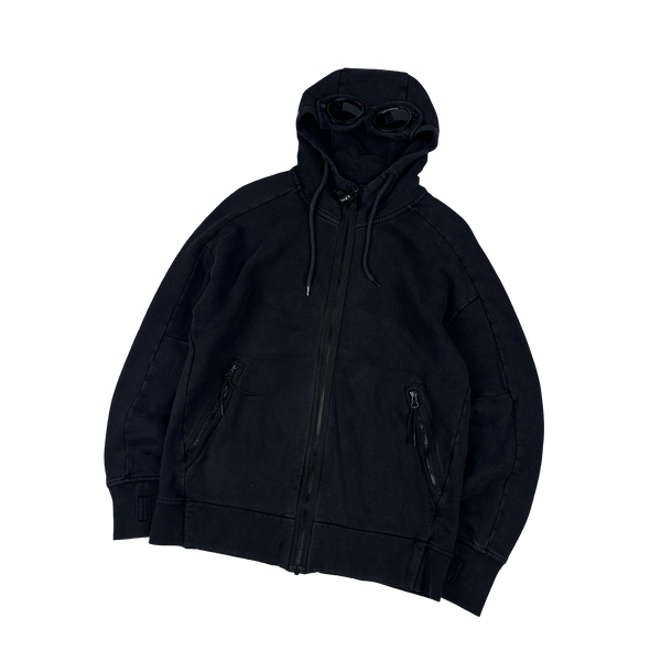 CP Company Black Cotton Goggle Hoodie - Medium