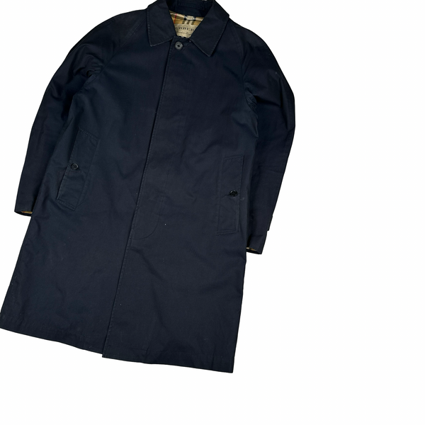 Burberry Nova Check Lined Navy Trench Coat - Medium