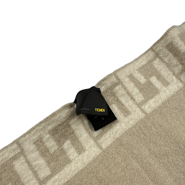 Fendi Monogram Tan Wool Scarf