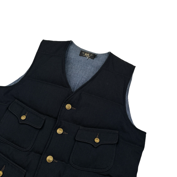 RRL Ralph Lauren Navy Cotton Down Puffer Vest - Medium
