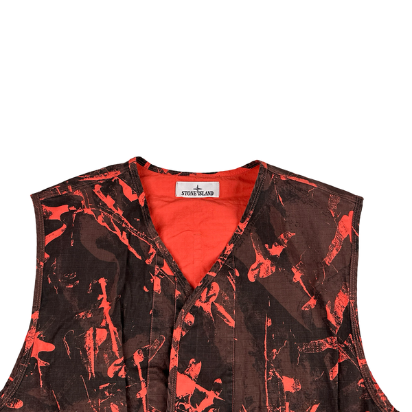 Stone Island Red Scan Camo Ripstop Gilet - Large