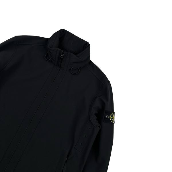 Stone Island 2023 Black Soft Shell R e.Dye Fleece Lined Zipped Jacket - Medium