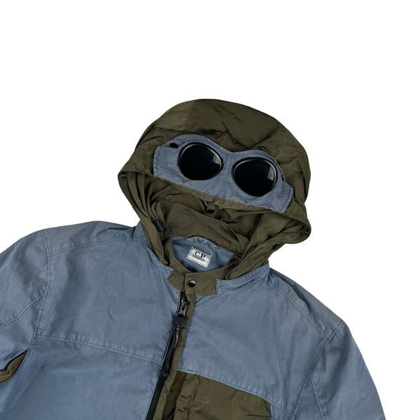 CP Company Blue Brown Pocket Cotton 50 Fili Goggle Overshirt - Small