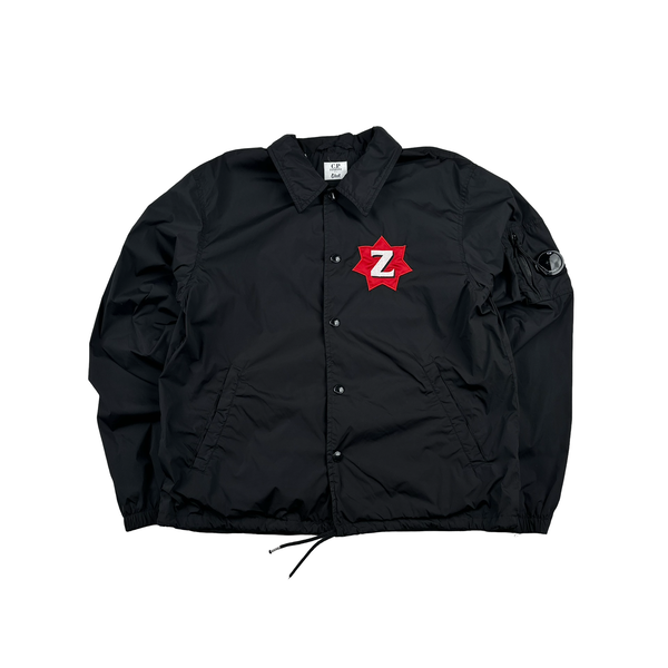 CP Company X GFoot Black Buttoned Lightweight Graphic Lining Z Spellout Lens Viewer Jacket - XL