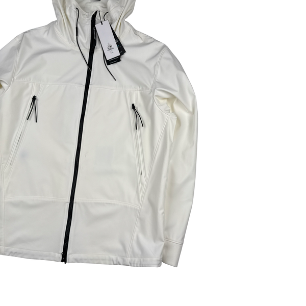 CP Company White Soft Shell R Goggle Hooded Zipped Jacket - XXL