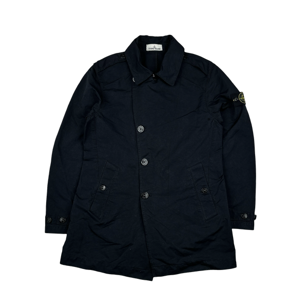 Stone Island 2019 Black David TC Garment Dyed Double Breasted Jacket - Medium