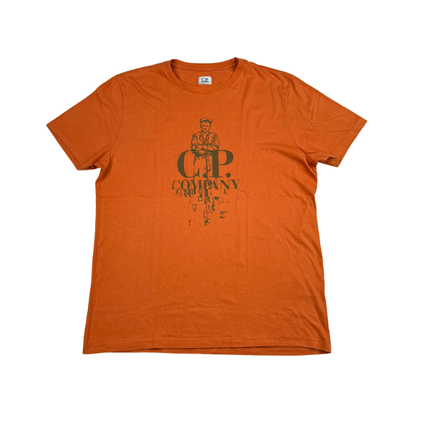 CP Company Cotton Orange Spellout T Shirt - XL