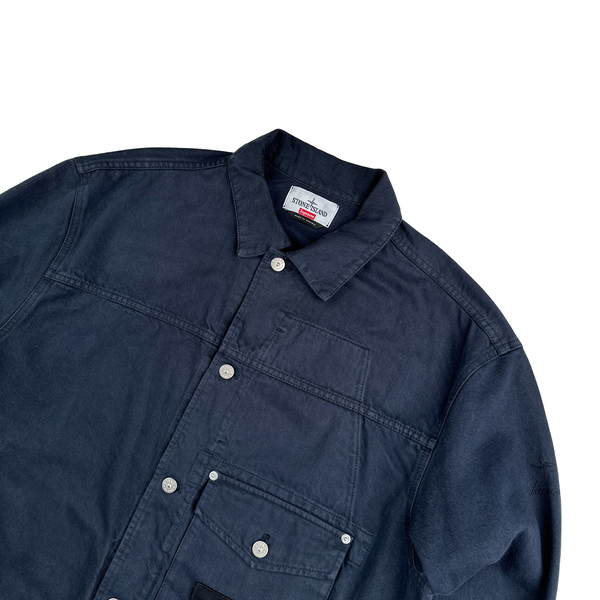 Stone Island x Supreme 2023 Navy Bull Denim TC Jacket - Large