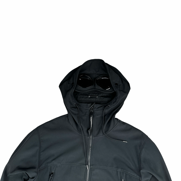 CP Company Fleece Lined Black Soft Shell Zipped Jacket - Large