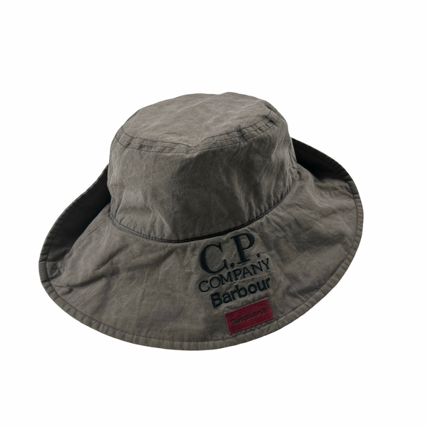 CP Company x Barbour Grey Waxed Google Bucket Hat - Medium