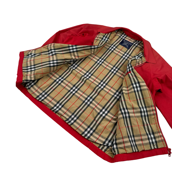 Burberry Red Nova Check Collar And Lined Bomber Jacket - Large